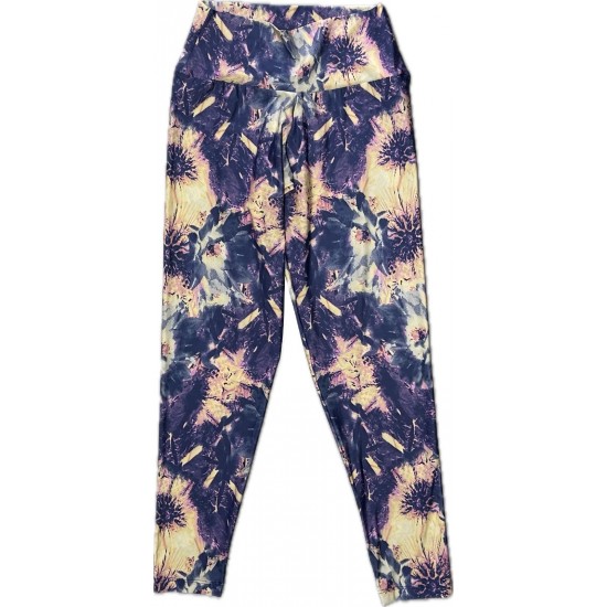 CALÇA LEGGING LIVE LESSY ESTAMPADO - ROXO/AMARELO